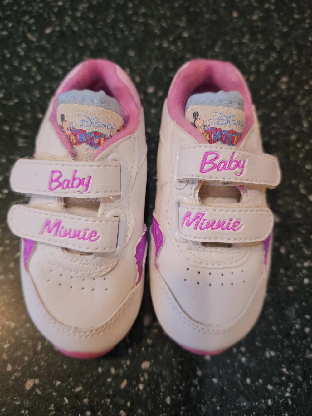 Disney Baby White and Pink Minnie Strap Sneakers